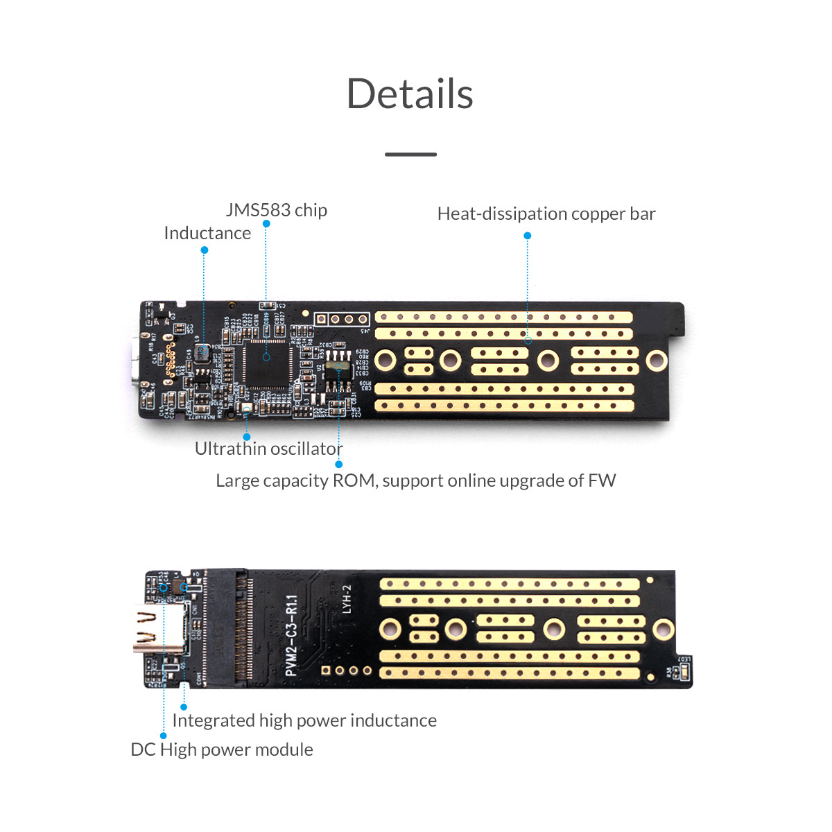 Orico M.2 NVMe SSD to USB Type C Transparent Enclosure - Black (TCM2-C3-BK)