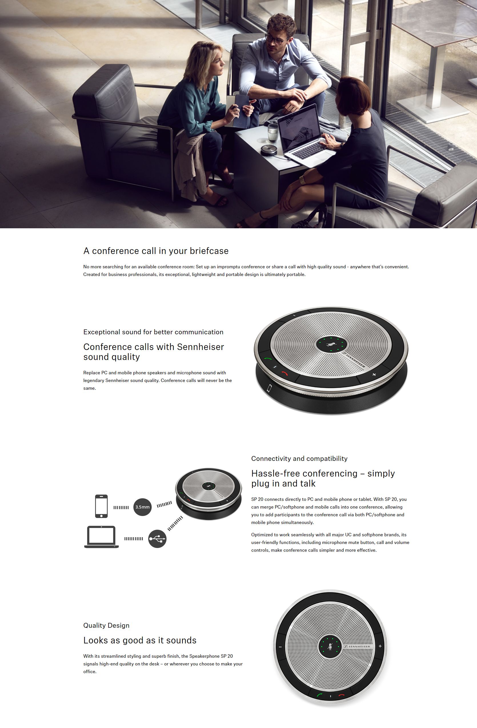 Sennheiser SP20 Speakerphone with USB plus mobile phone connector