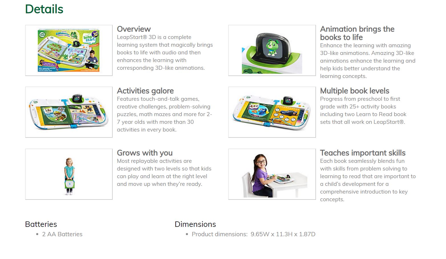 LeapFrog LeapStart 3D Interactive Learning System Green