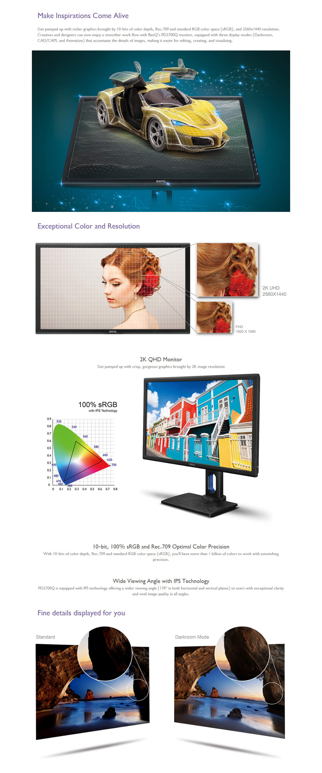 BenQ 27in IPS WQHD sRGB Professional Monitor (PD2700Q)