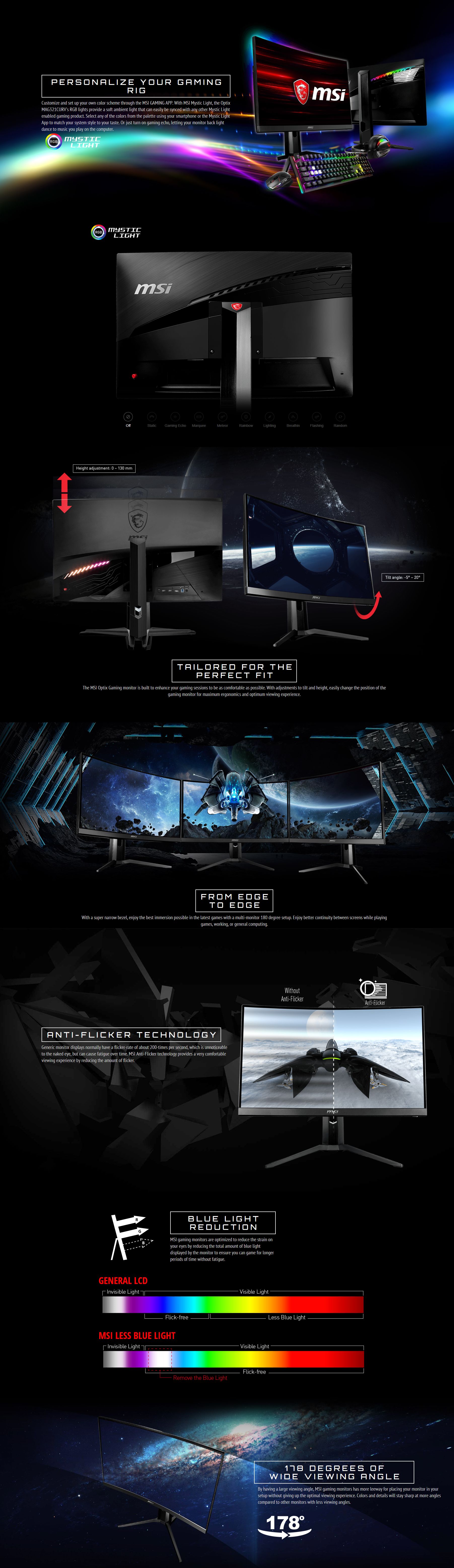 MSI Optix 31.5in UHD Curved 1500R Frameless Gaming Monitor (MAG321CURV)