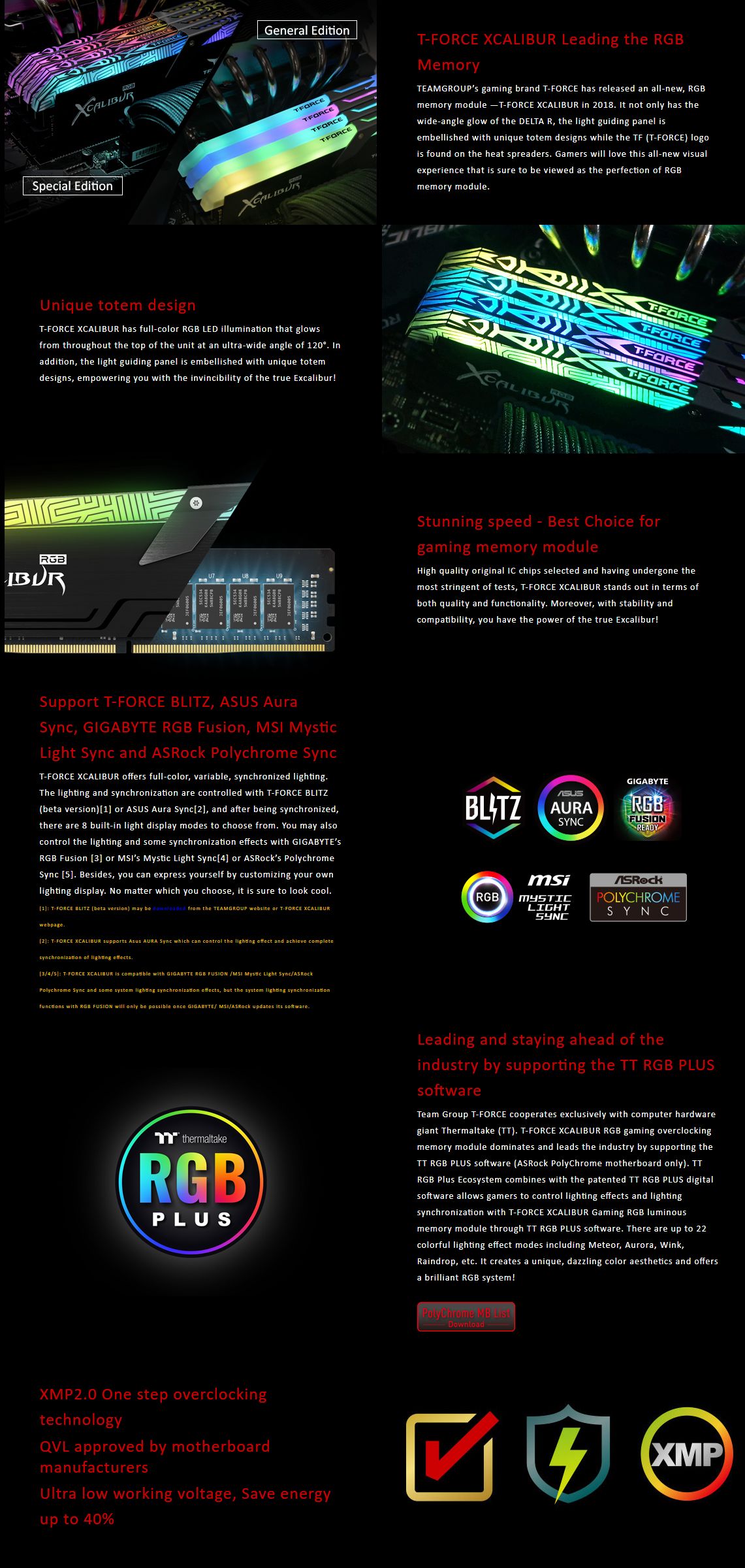 Team 16G(2x8G)Kit TF6D416G3600HC18EDC01 T-Force Xcalibur RGB DDR4 3600MHz