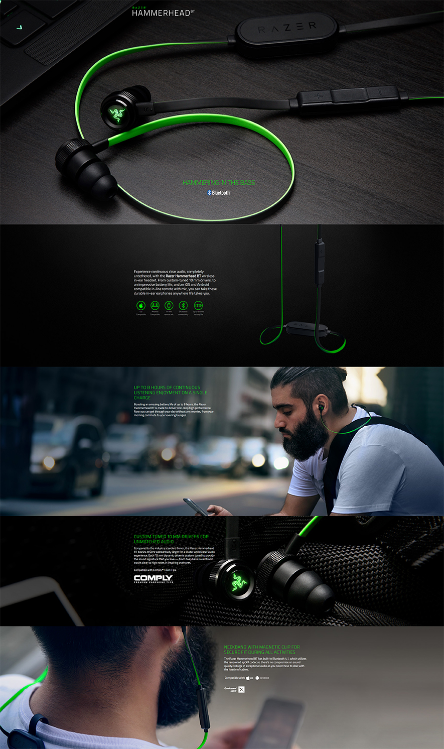 Razer Hammerhead BT Bluetooth In-Ear Headset (RZ04-01930100-R3A1)