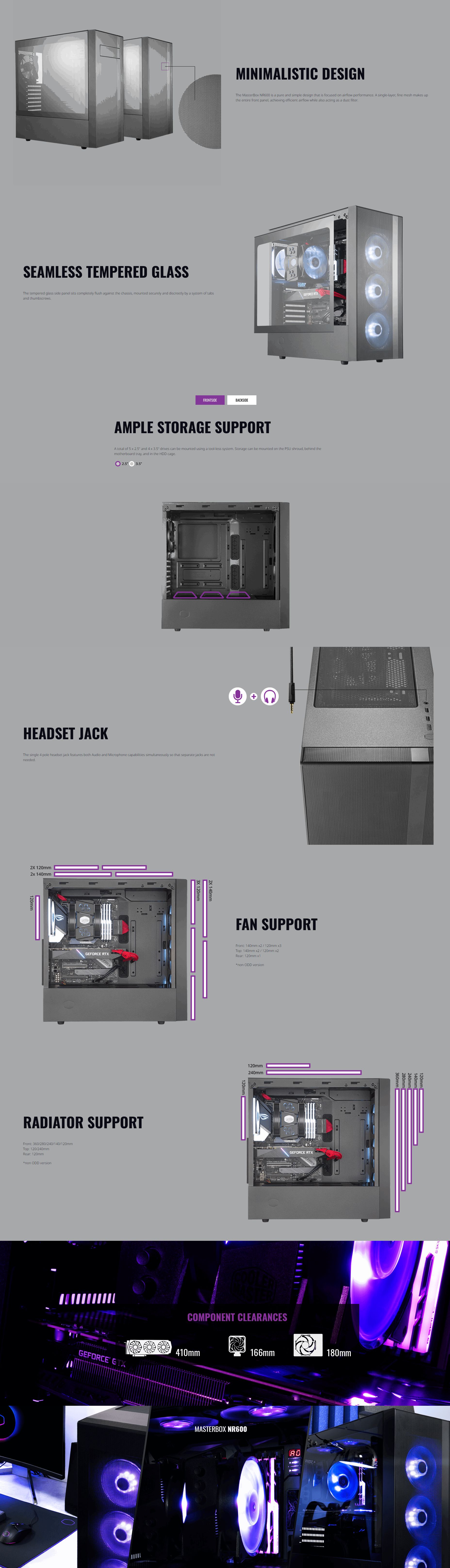 Cooler Master MasterBox NR600 Tempered Glass ATX Mid Tower Case (MCB-NR600-KGNN-S00)