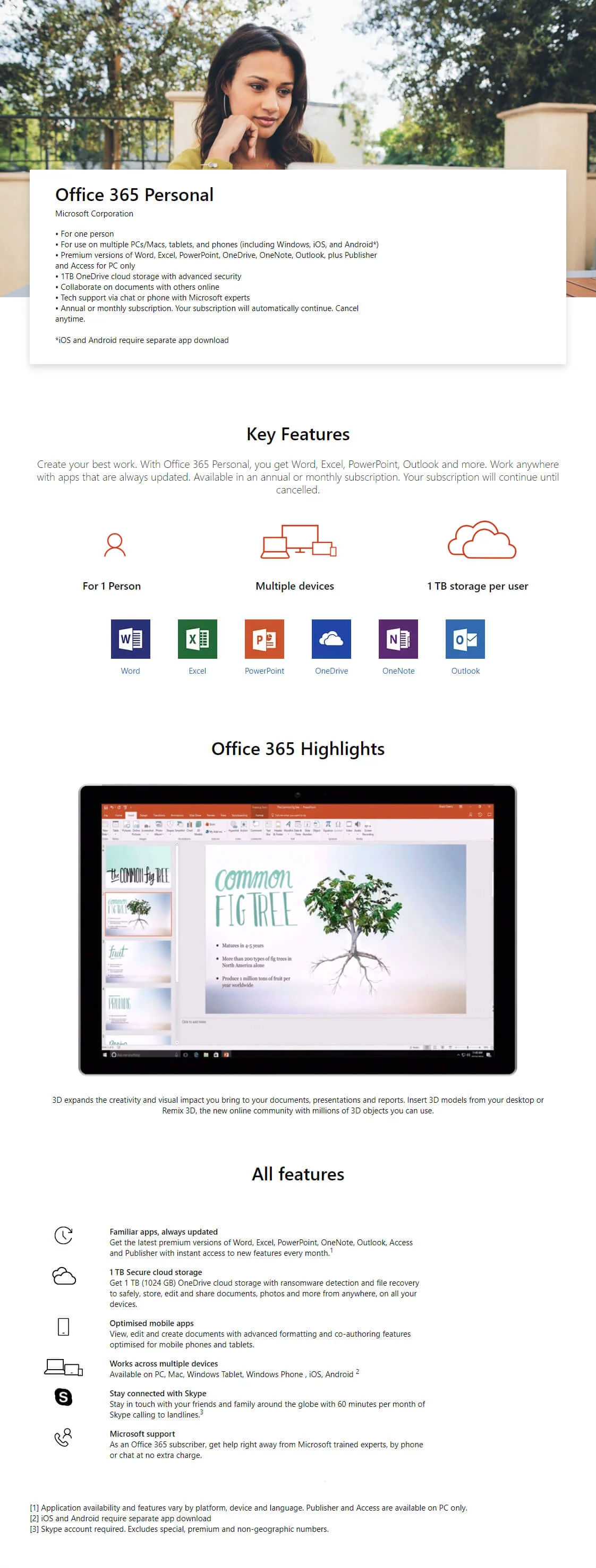 Microsoft Office 365 Personal Mac/Win(1 Year Subscription)
