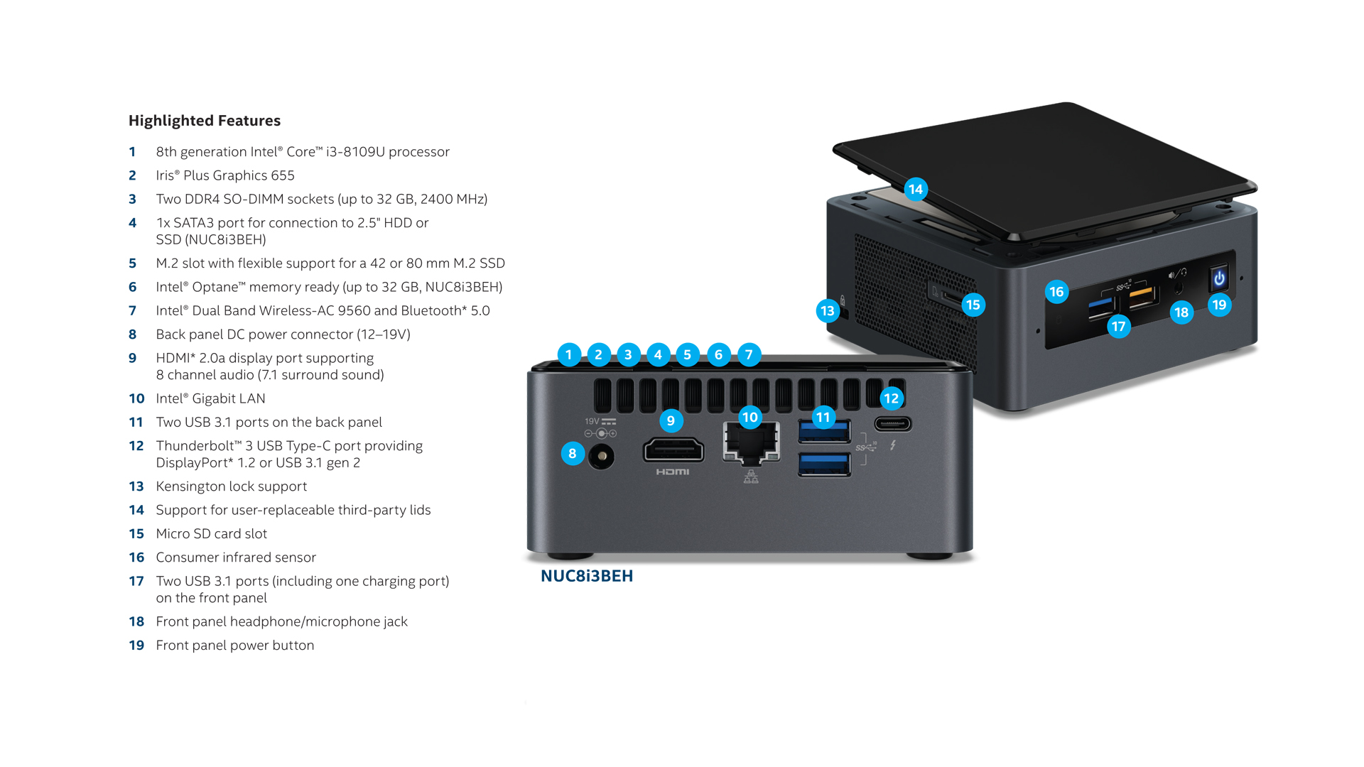 Intel NUC BOXNUC8I3BEH4 Barebone Kit - 8th Gen Core i3