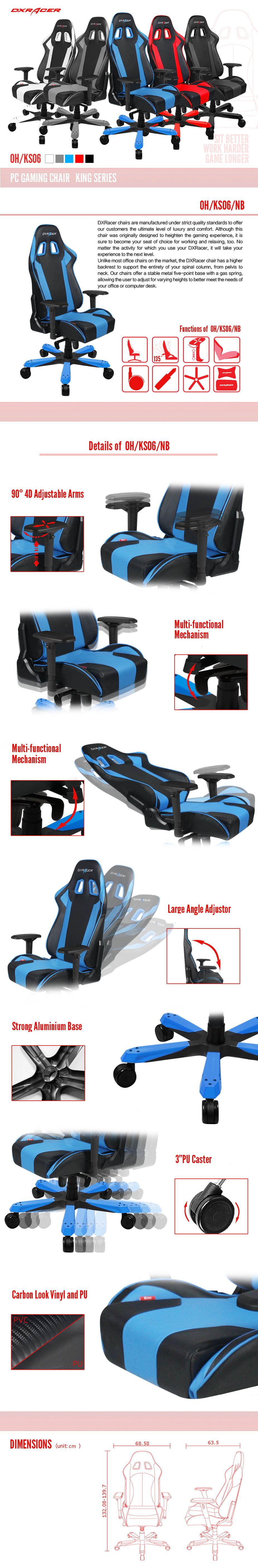 DXRacer King KS06 Gaming Chair Black - Blue