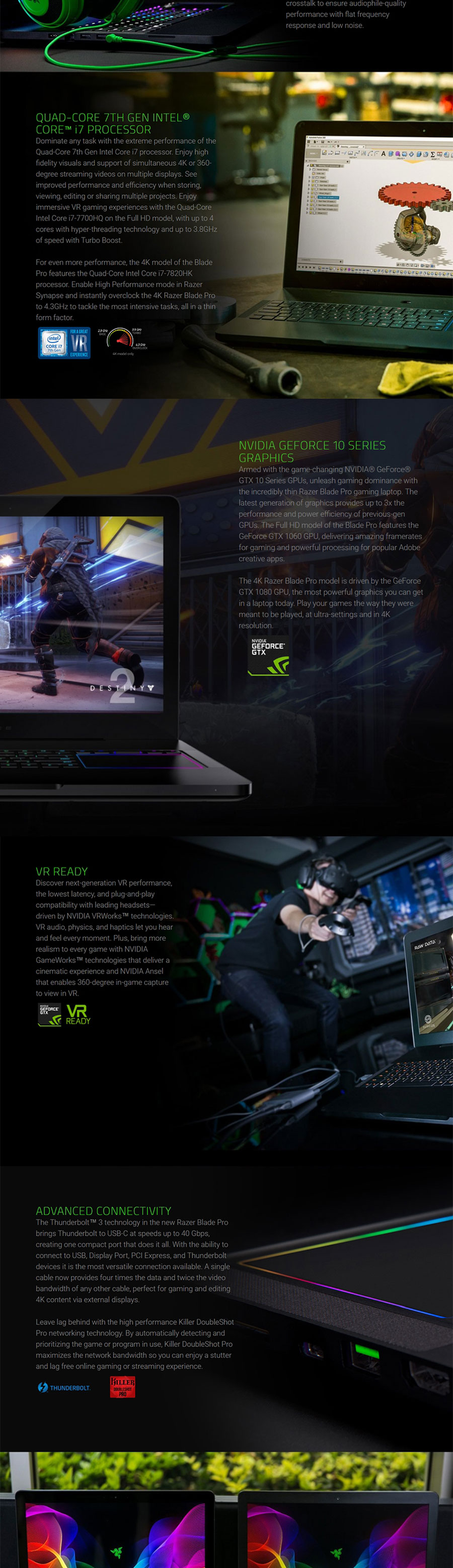 Razer Blade Pro 17.3in UHD Touch i7 GTX 1080 512G SSD 8GB RAM W10H Gaming Laptop (RZ09-01663E52-R3B1)