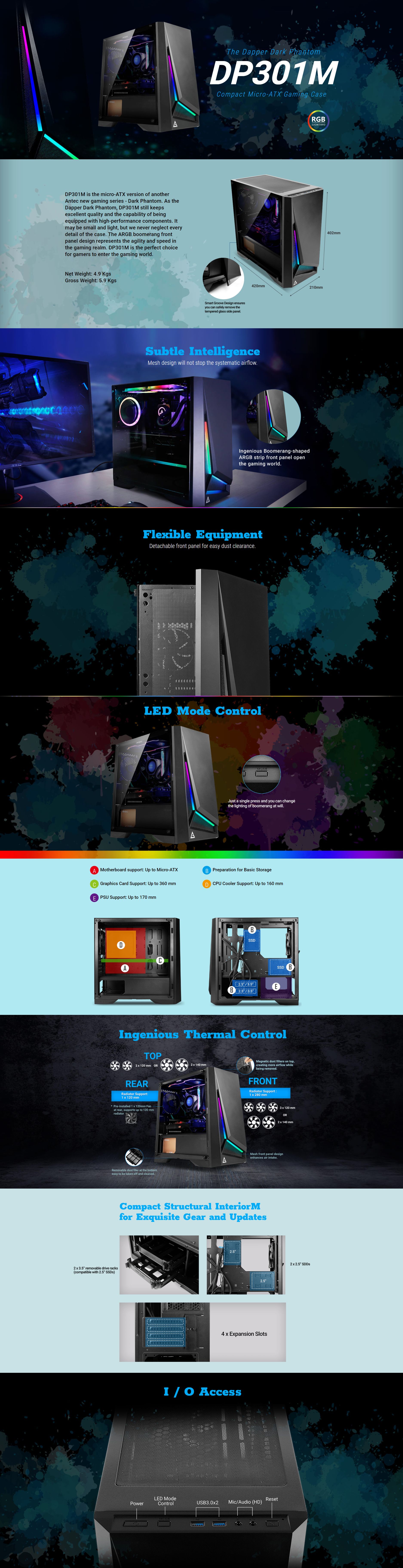 Antec RGB Dapper Dark Phantom mATX Case