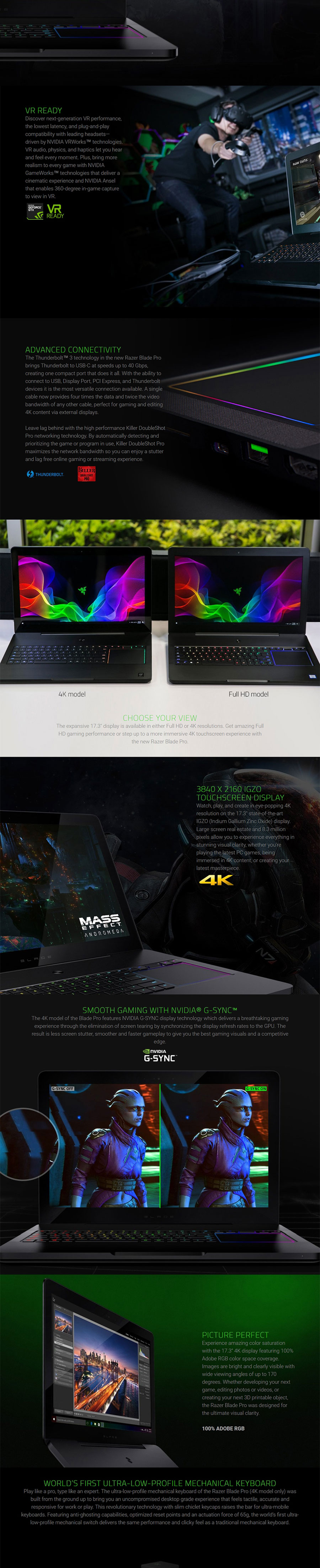 Razer Blade Pro 17.3in UHD Touch i7 GTX 1080 1TB SSD 32GB RAM W10H Gaming Laptop (RZ09-01663E53-R3B1)