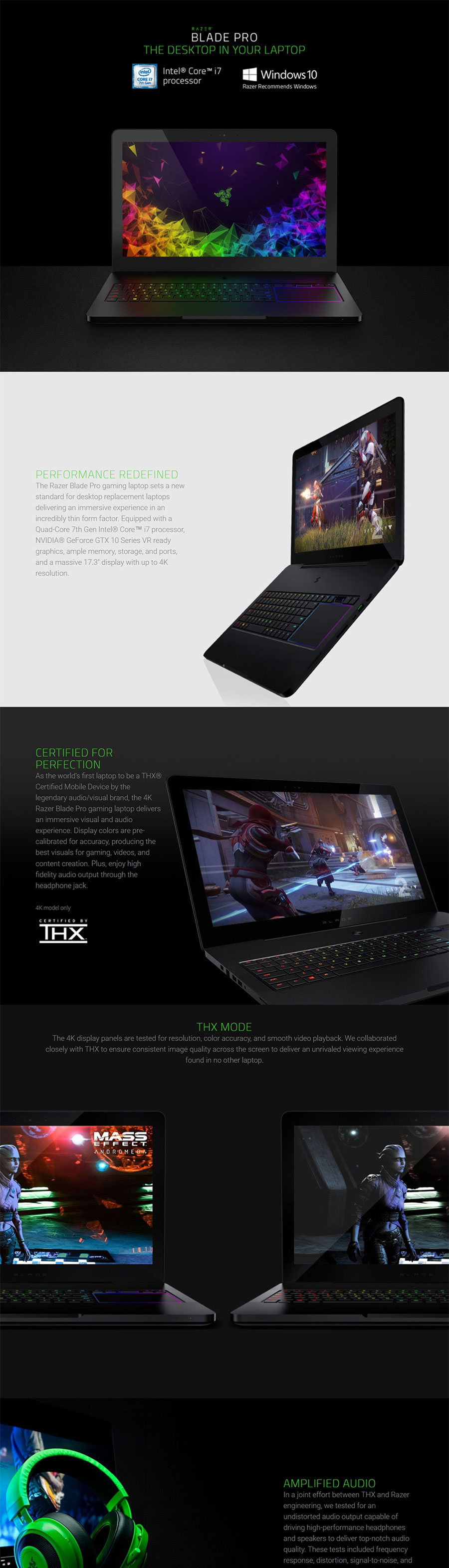 Razer Blade Pro 17.3in UHD Touch i7 GTX 1080 512G SSD 8GB RAM W10H Gaming Laptop (RZ09-01663E52-R3B1)