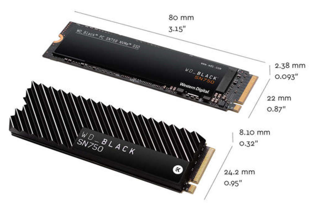 Western Digital Black 500GB SN750 NVMe SSD with Heatsink (WDS500G3XHC)