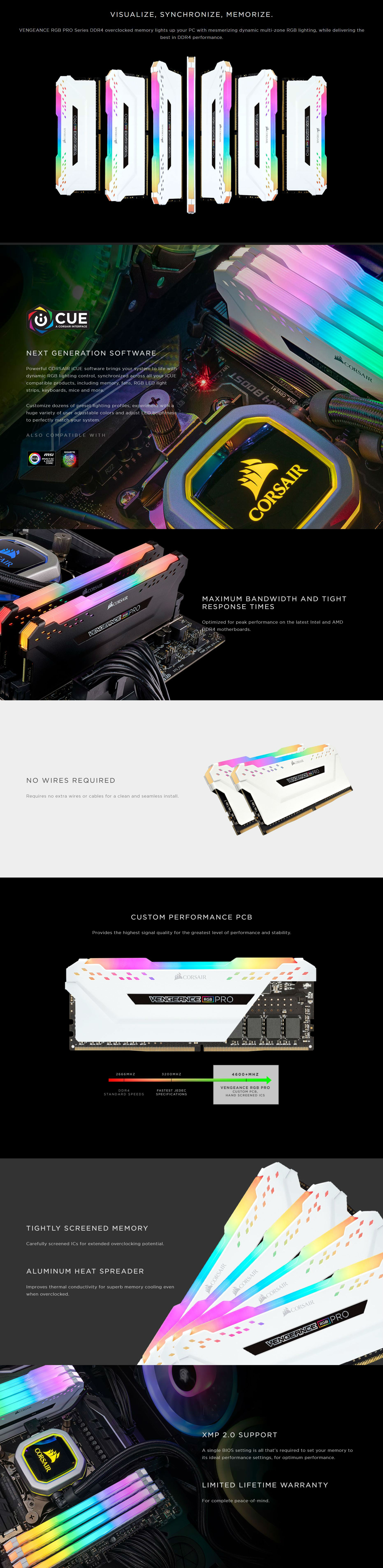 Corsair Vengeance RGB PRO 32GB(2x16GB) 3000MHz DDR4 (CMW32GX4M2C3000C15W)