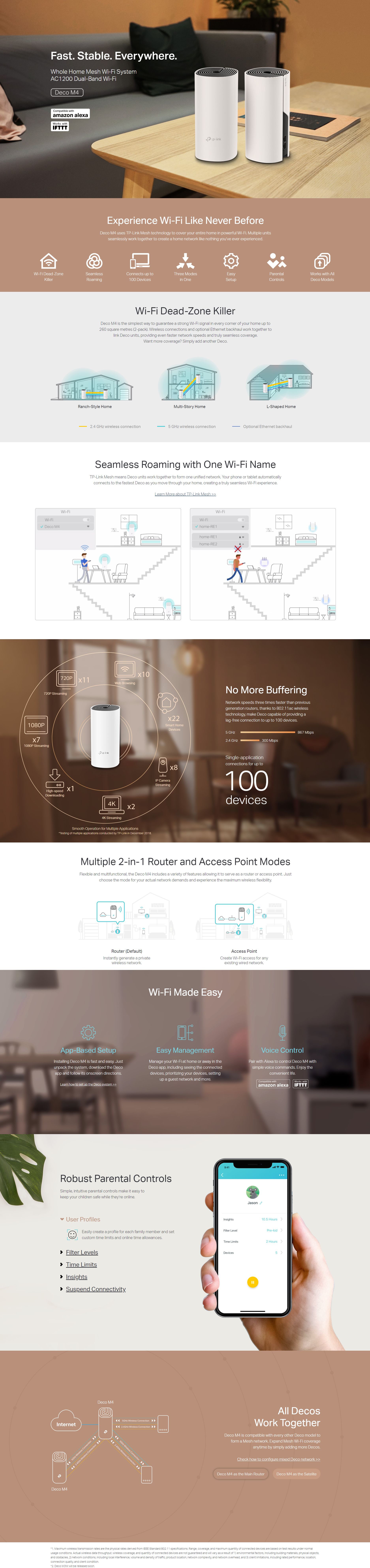 TP-Link AC1200 Whole Home Mesh Wi-Fi System - 1 Pack (Deco M4(1-pack))