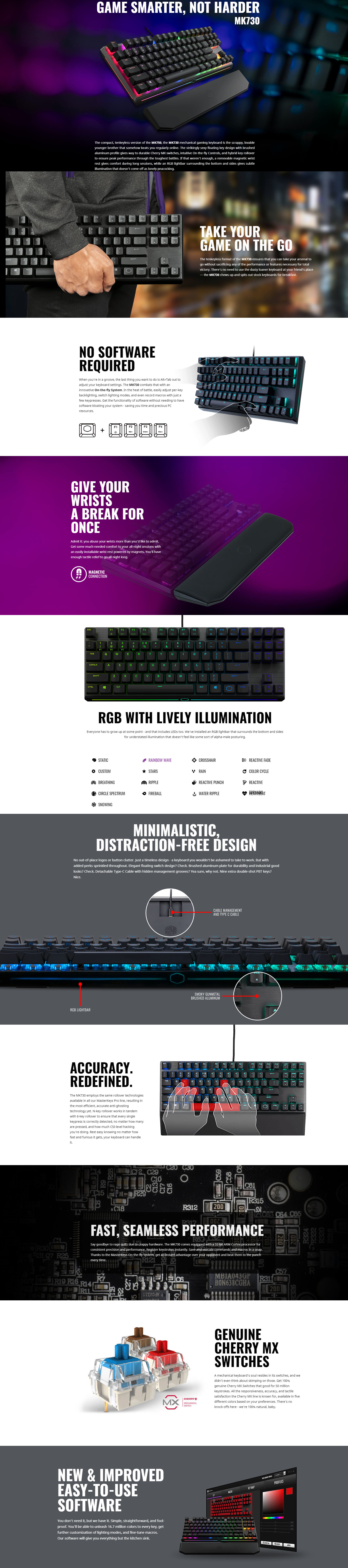 Cooler Master MasterKeys MK730 RGB TKL Mechanical Keyboard - Cherry Red (MK-730-GKCR1-US)