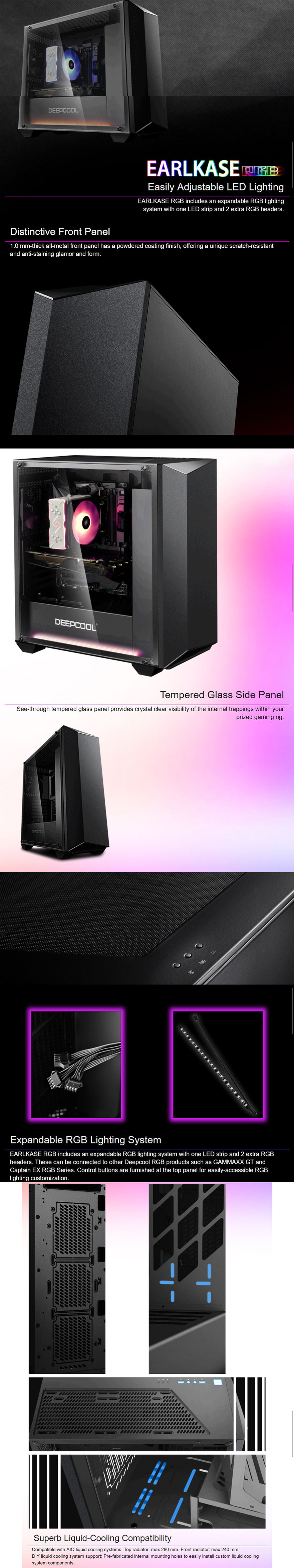 Deepcool Earlkase V2 RGB Tempered Glass Mid Tower ATX Case - Black