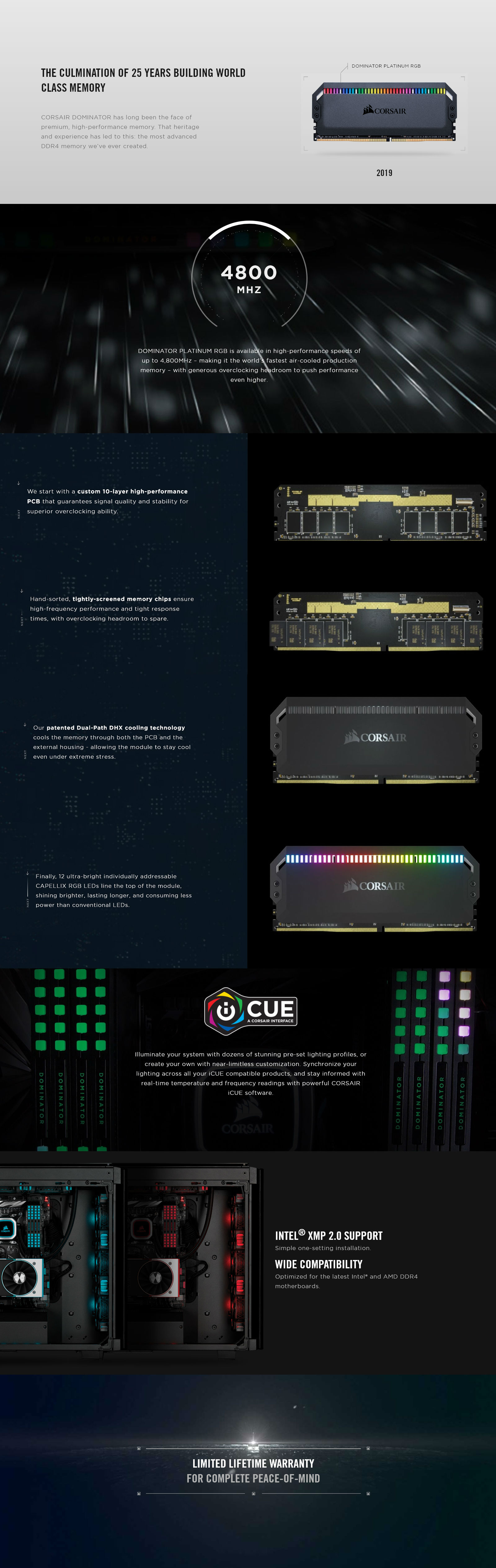 Corsair Dominator Platinum RGB 32GB (2x16GB) 3200MHz DDR4 RAM (CMT32GX4M2C3200C16)