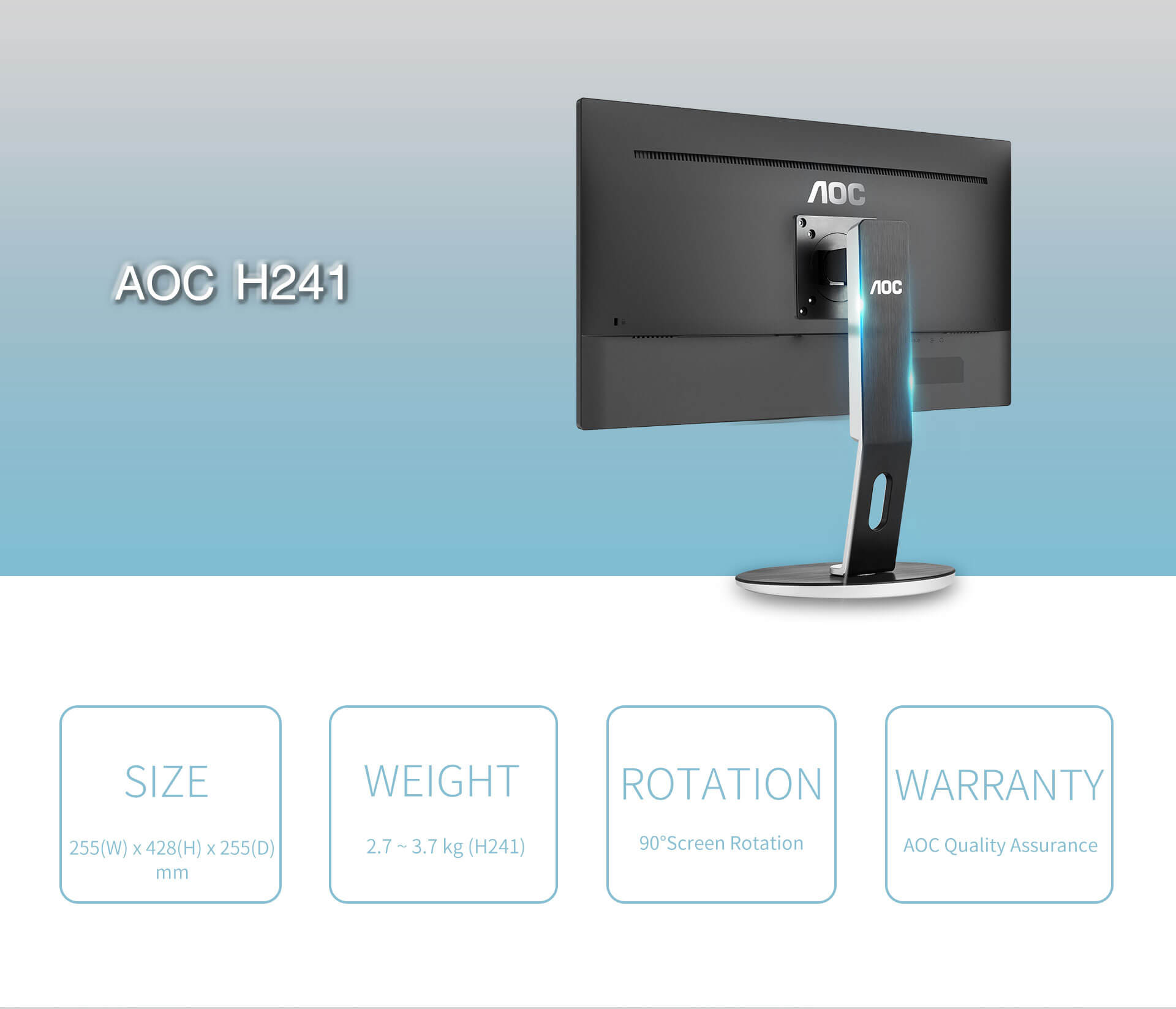 AOC 75/100mm 4-Way Height Adjustable Stand 2.7-3.7kg (H241)