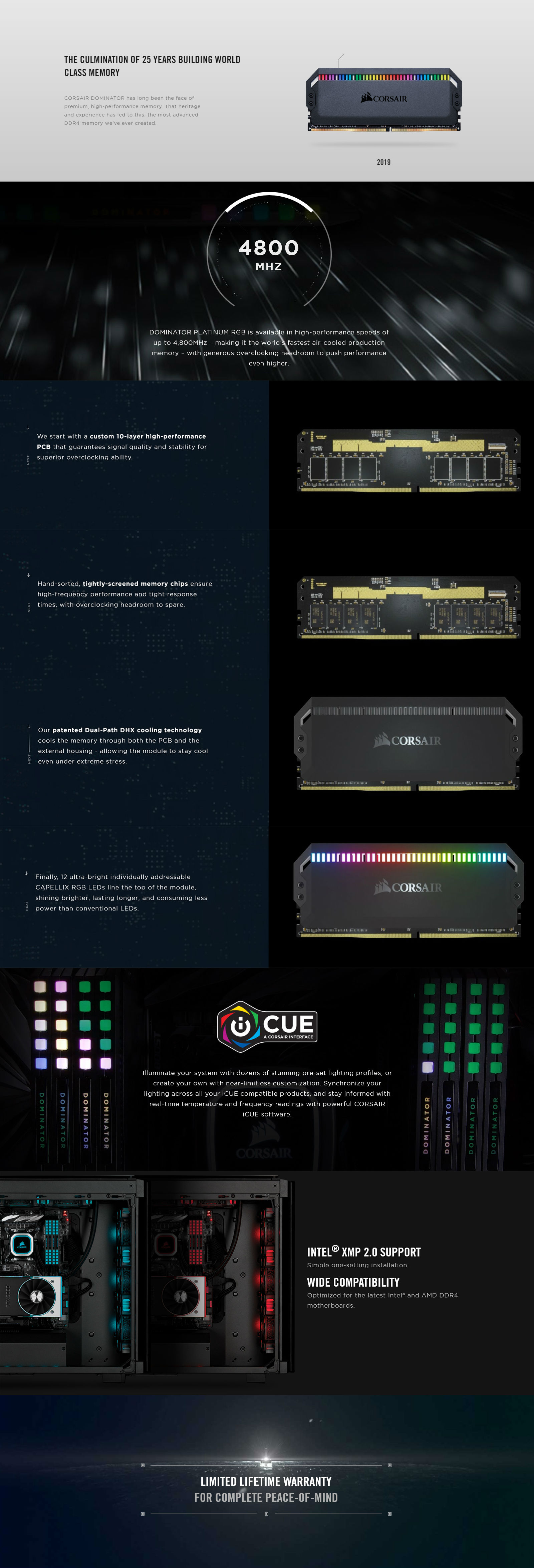 Corsair 64GB (4x16GB) CMT64GX4M4C3466C16 Dominator Platinum RGB 3466MHz DDR4 RAM