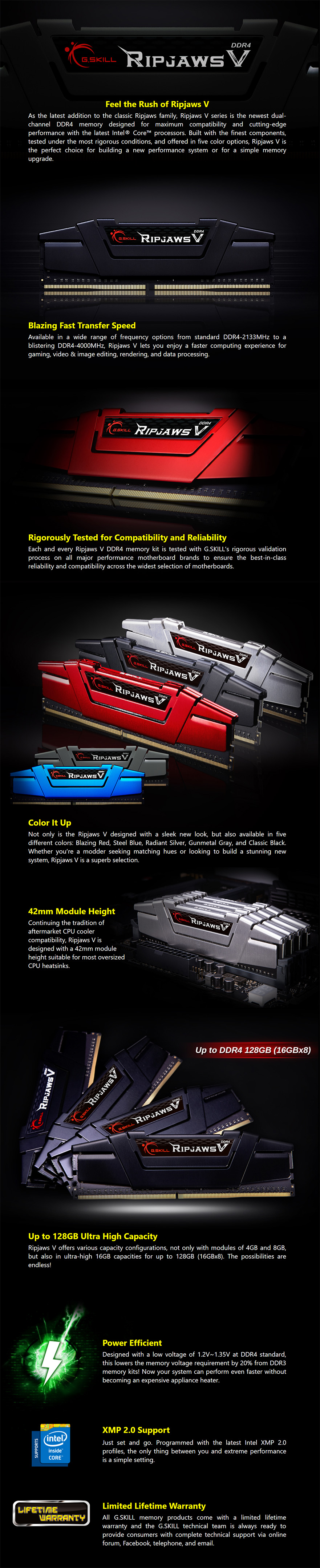 G.Skill 8GB (2x4GB) F4-2666C15D-8GVR Ripjaws V DDR4 2666MHz Ram