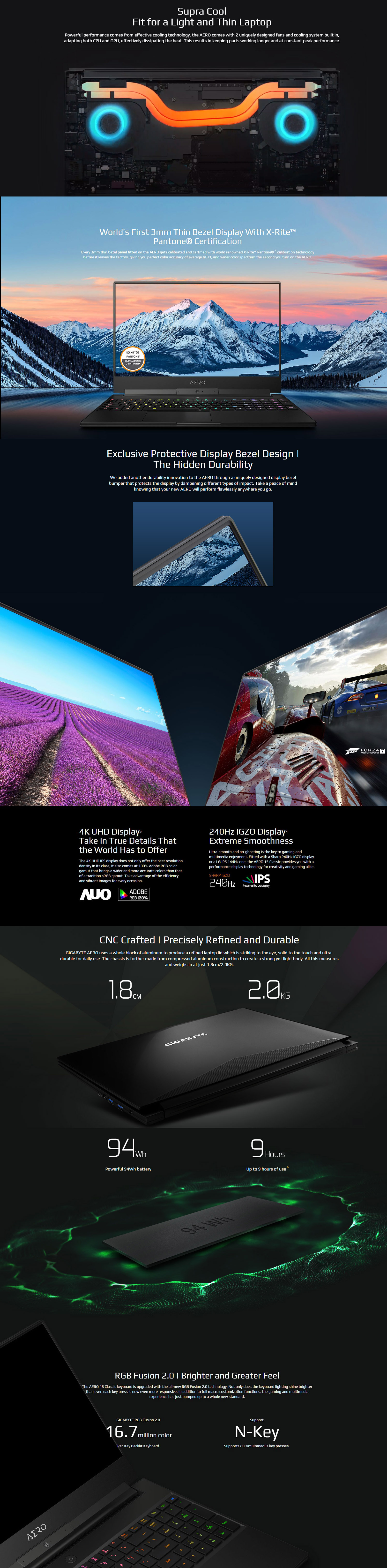 Gigabyte Aero 15.6in FHD i7 9750H RTX 2080 1TB SSD 32GB RAM W10P Gaming Laptop (AERO 15 Classic-YA-FHD80P)