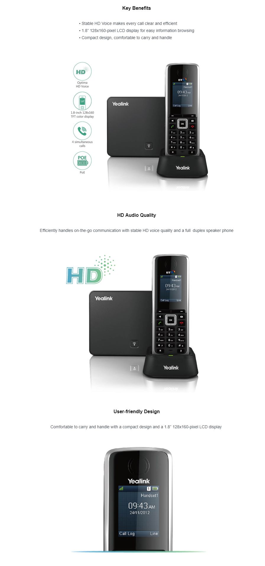 Yealink W52P SOHO HD VOIP DECT Phone Kit with Base Station
