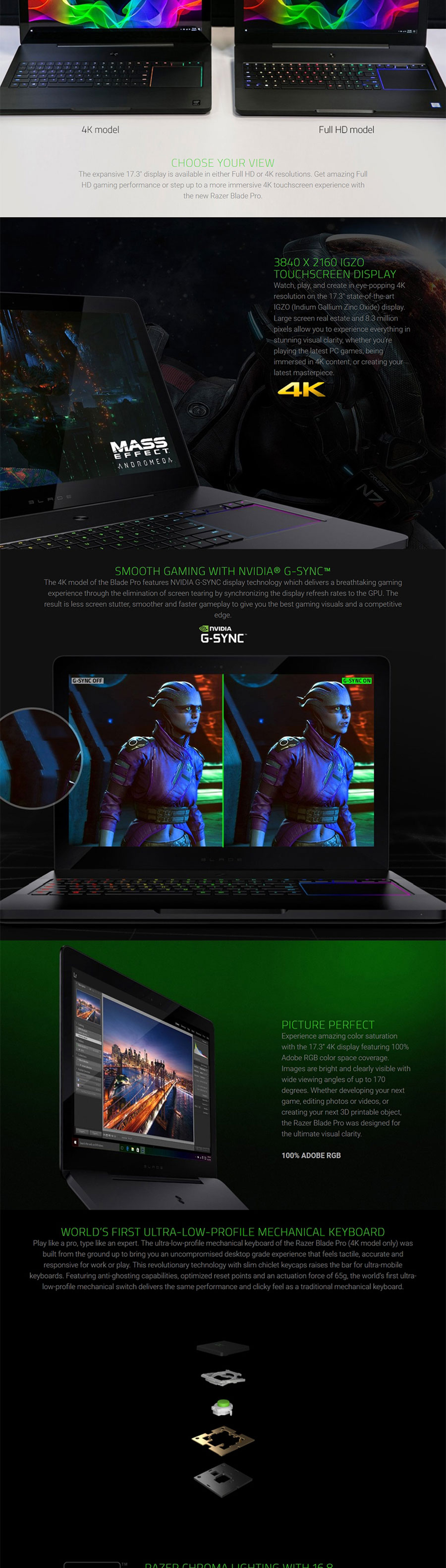 Razer Blade Pro 17.3in UHD Touch i7 GTX 1080 512G SSD 8GB RAM W10H Gaming Laptop (RZ09-01663E52-R3B1)