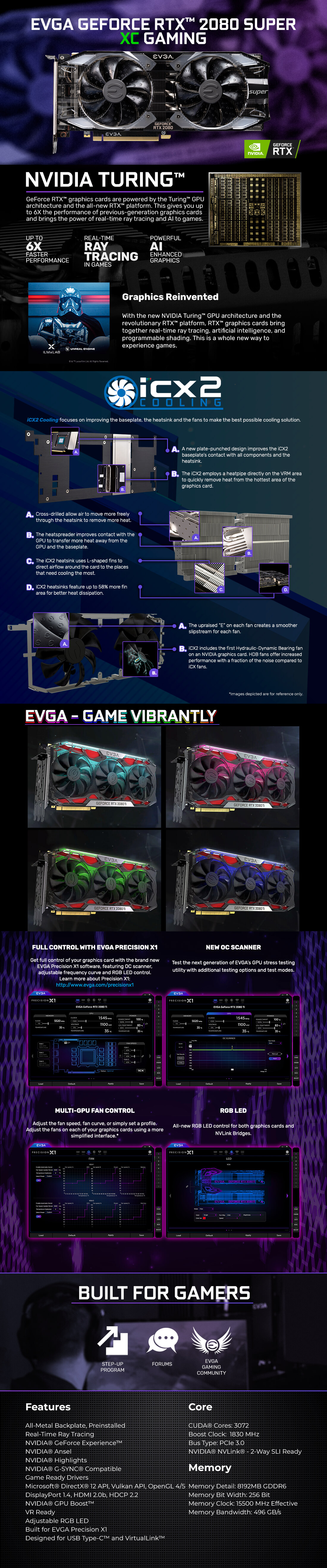 EVGA GeForce RTX 2080 Super XC Gaming 8G Graphics Card
