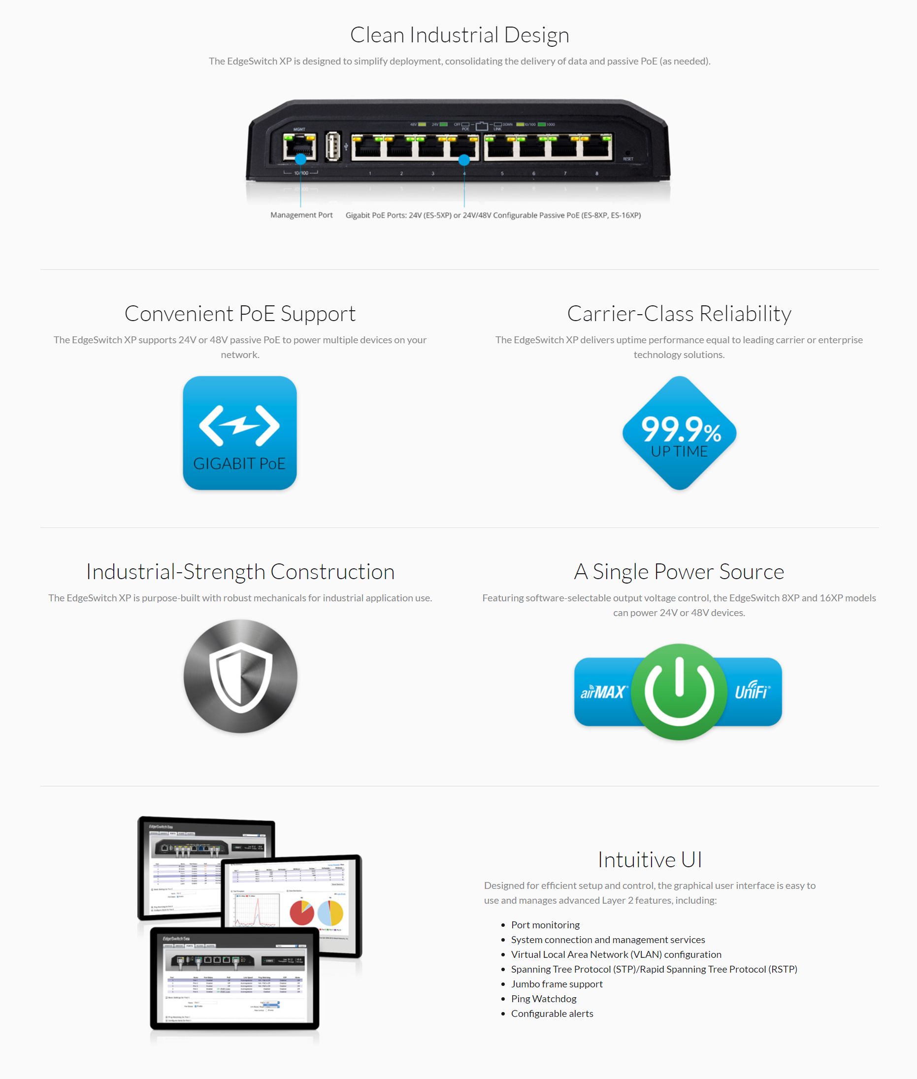 Ubiquiti EdgeSwitch XP 5-port Gigabit PoE Managed Switch (ES-5XP-AU / TS-5-POE)