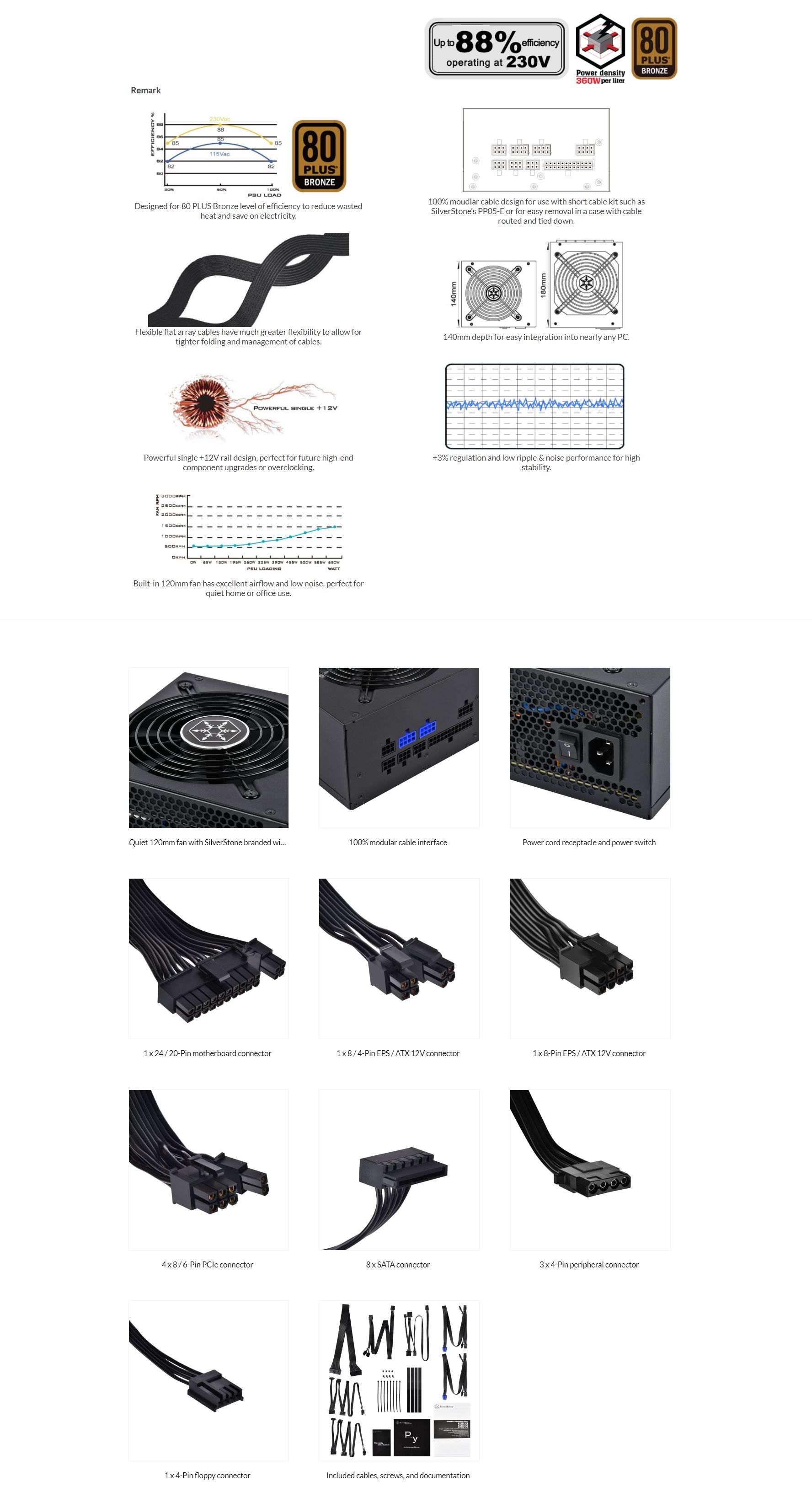 SilverStone StridePlus ST65F-PB 650W Power Supply Bronze Modular
