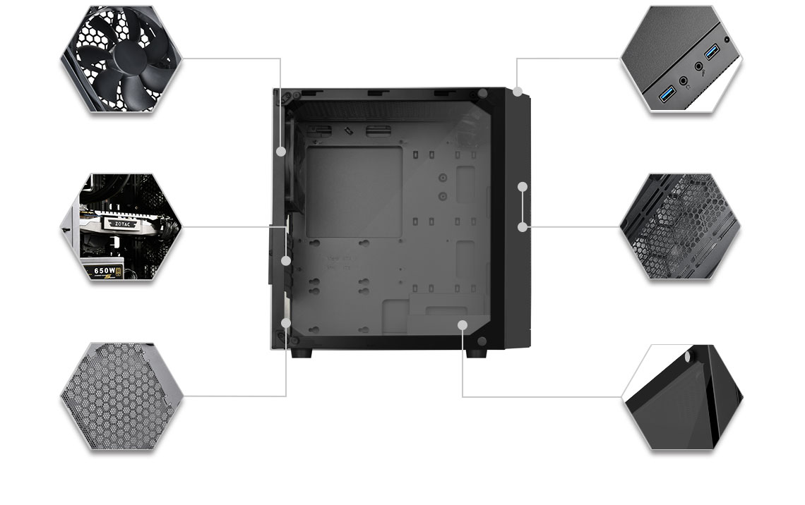 SilverStone PS15B-G Precision Tempered Glass mATX Case - Black (SST-PS15B-G)