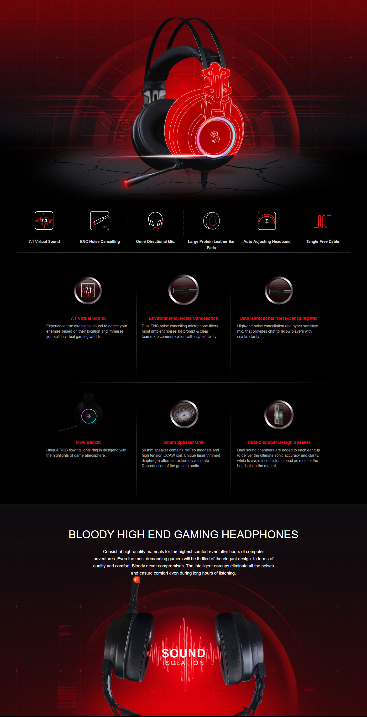 Bloody G528C 7.1 Surround RGB USB Gaming Headset