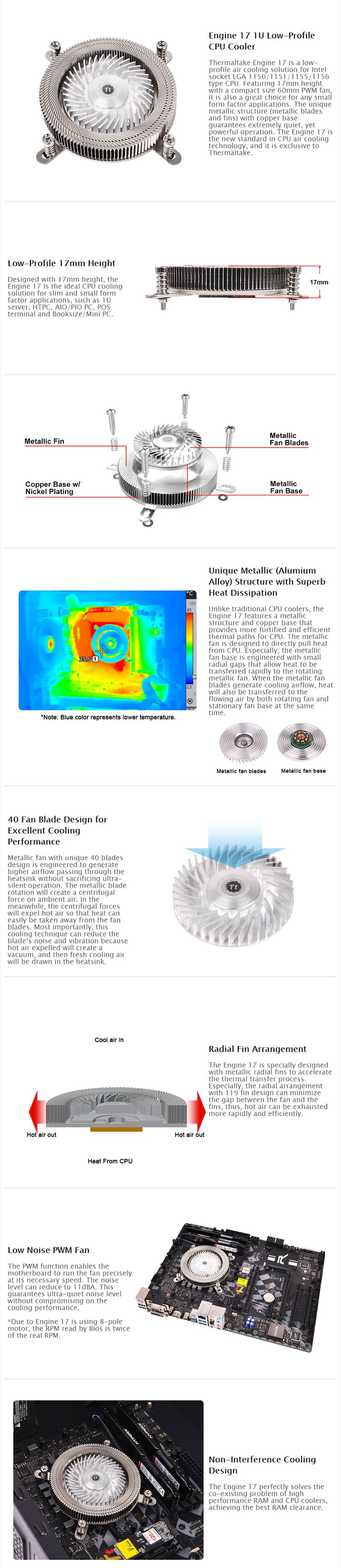Thermaltake Engine 17 1U Low Profile CPU Cooler