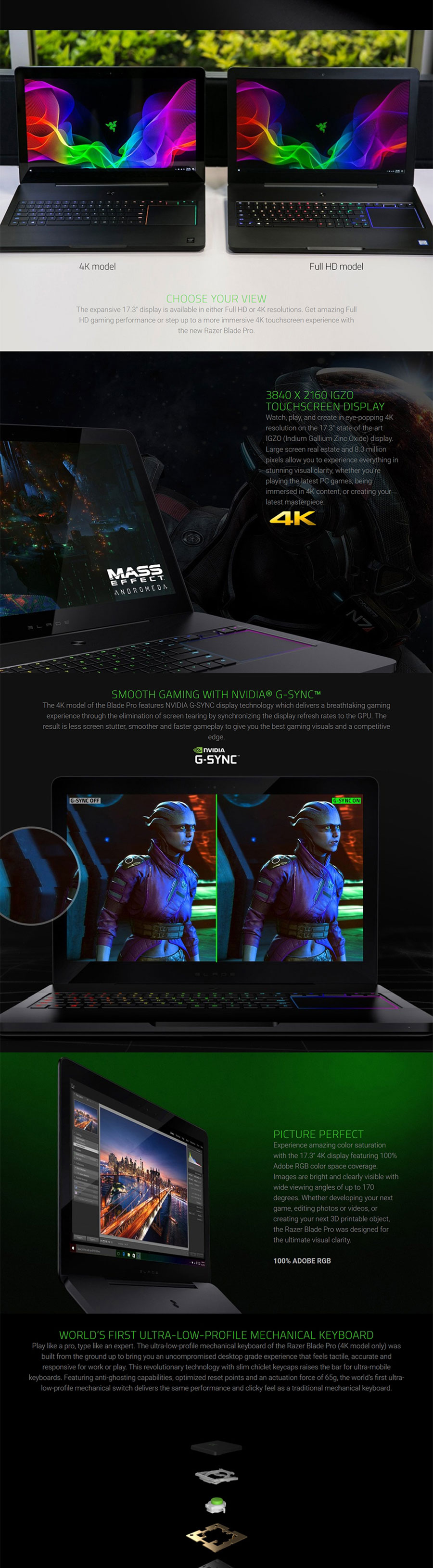 Razer Blade Pro 17.3in UHD Touch i7 GTX 1080 2TB SSD 32GB RAM W10H Gaming Laptop (RZ09-01663E54-R3B1)