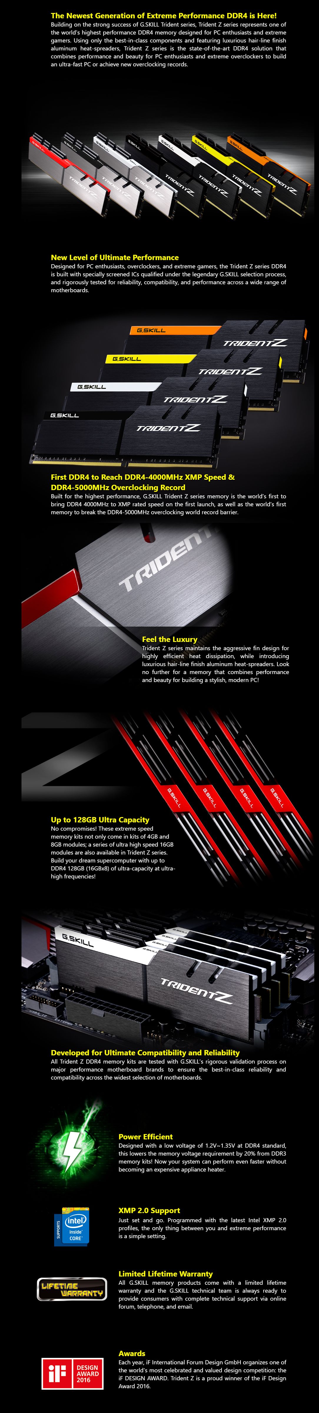 G.Skill 32GB (2x16GB) F4-3733C17D-32GTZKK Trident Z 3733MHz CL17 DDR4 RAM