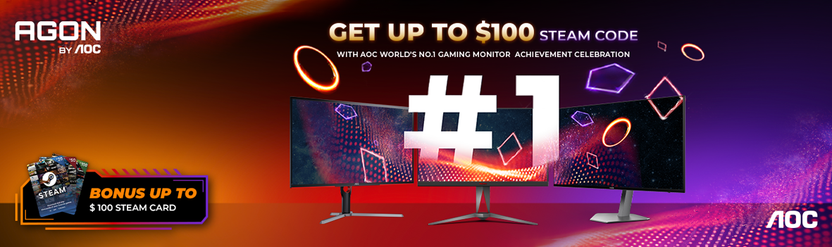 Get Up to $100 Steam Code with AOC Monitors! 