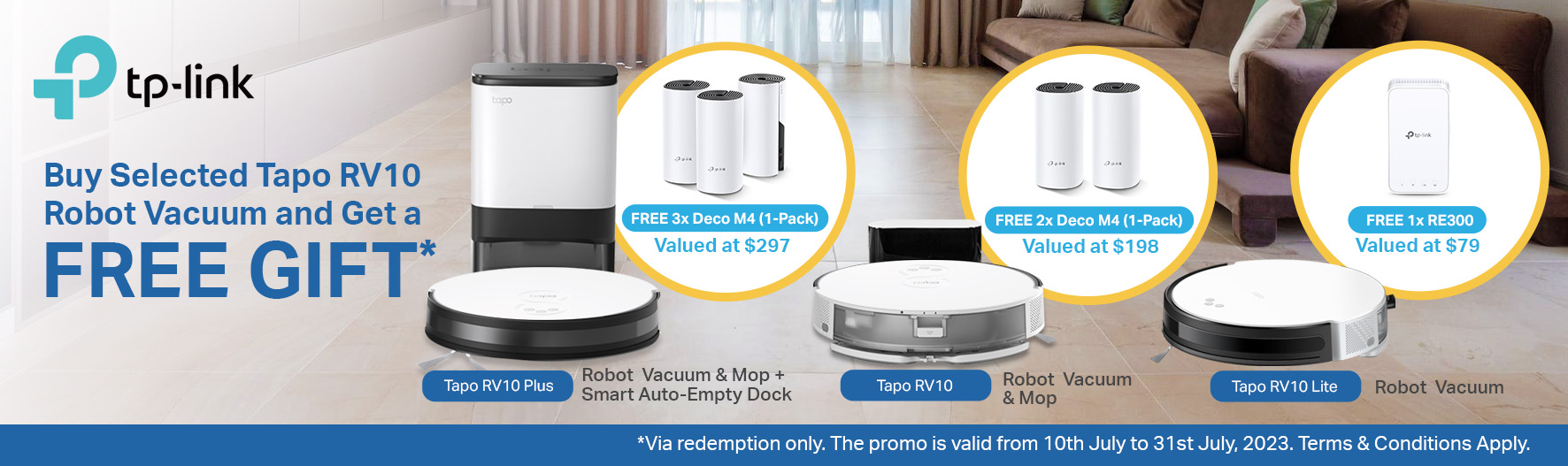 Get a Free GIFT by Buying Selected Tapo RV10 Robot Vacuum