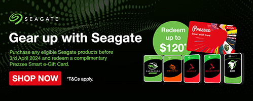 Gear up with Seagate - Purchase any eligible Seagate products before 3rd April 2024 and redeem a complimentary Prezzee Smart e-Gift Card.
