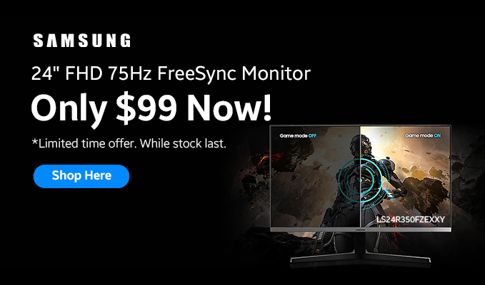 Only $99! Samsung 24in FHD 75Hz FreeSync Monitor!