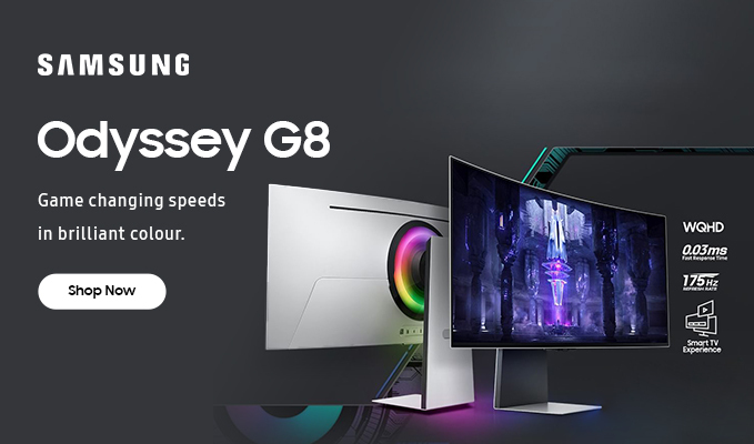 Samsung Odyssey G8 34in UWQHD OLED 175Hz FreeSync Curved Gaming Monitor