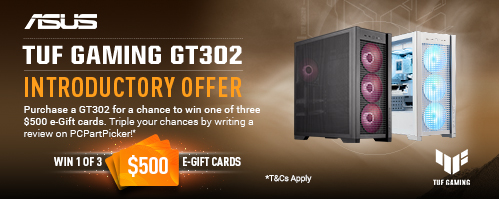 TUF Gaming GT302 Introductory Offer - Win One of $500 E-Gift Cards