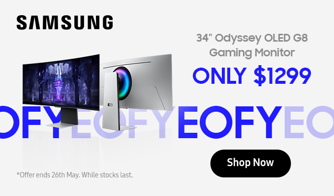 Samsung Monitors EOFY Sale - 34 Odyssey OLED G8 Gaming Monitor Now $1299!