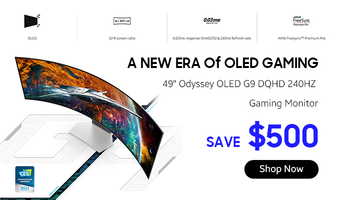 Save $500 on Samsung Odyssey G9 49in OLED Gaming Monitor