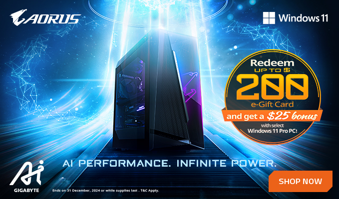 Redeem up to $200 e-Gift Card with select Windows 11 Pro PC from Gigabyte!