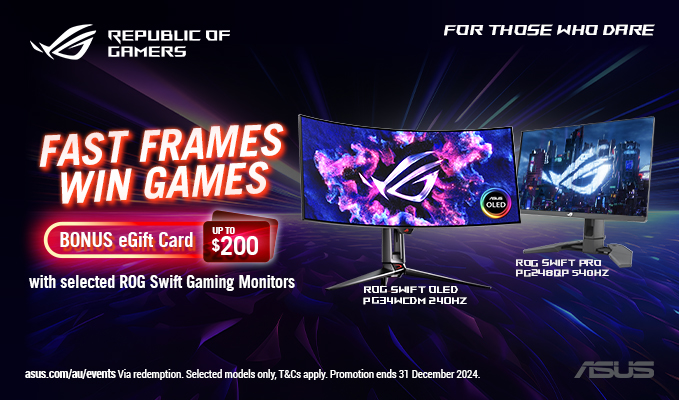 ASUS LCD ROG Swift Gaming Monitors 'Fast Frames Win Games' eGift Card