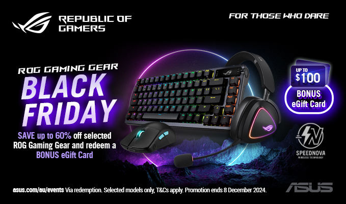 Purchase selected ROG Gaming Gear and redeem a bonus eGift Card up to $100