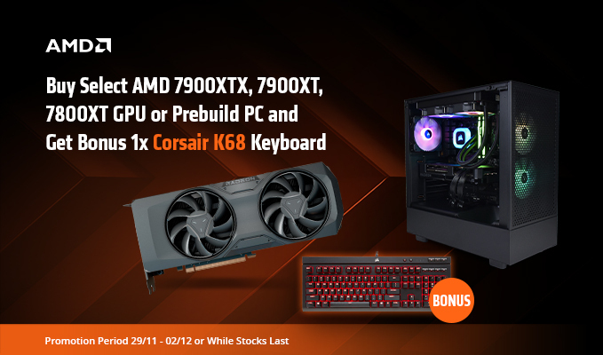 Get a Free Corsair K68 With Purchase of Select AMD GPU and Prebuild PCs!