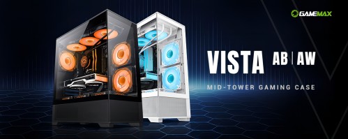 GameMax Vista Mid-tower PC ATX case - Aesthetic looks, airflow focus, easy installation, and ample room for large GPU and cable management