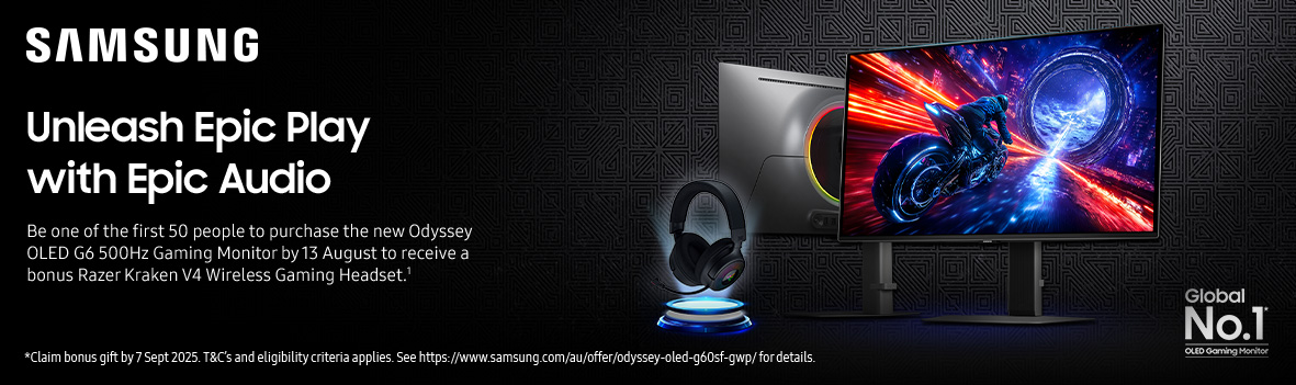 Get a Free Razer Kraken V4 Wireless Gaming Headset with Odyssey OLED G6 500Hz Monitor Purchase!