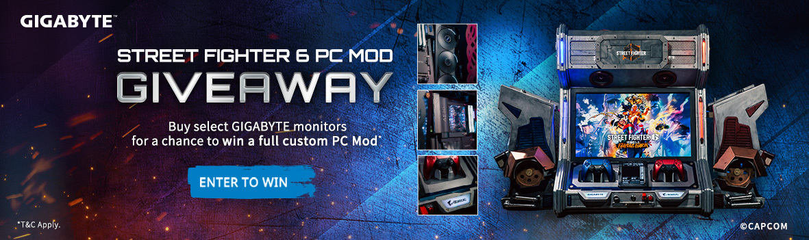 Win a GIGABYTE x Street Fighter 6 Custom PC Mod with Select GIGABYTE Monitors